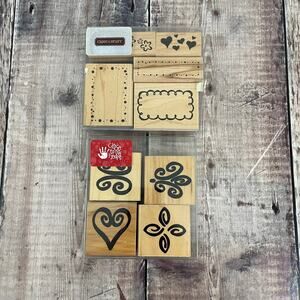CTMH Close to my Heart Wood Rubber Stamp Sets - Friendship Frames & Fancy Fleurs